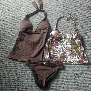 Elegant Brown and Floral Bikini Set